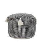 HomeRoots 18 Black Cotton Cylinder Geometric Pouf Ottoman