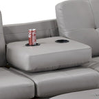 3 Piece Faux Leather Sectional Sofa Set with Storage Ottoman