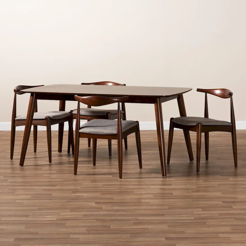 Aeron Mid-Century Modern Upholstered 5-Piece Dining Set