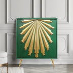 Mid-Century Modern Glam Solid Wood Cabinet 2-Door Sunburst Accent Storage Sideboard Cupboard Dining Room Buffet