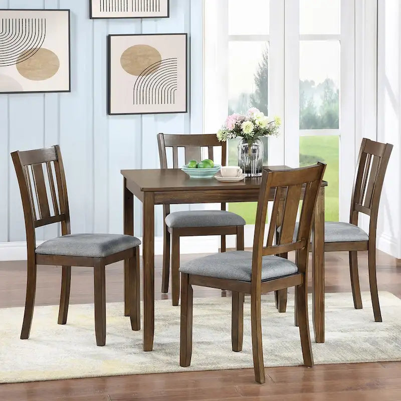 Wooden Dining Square Table, Kitchen Table for Small Space, 4 Person Dining Table