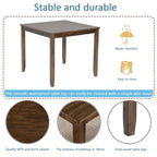 Wooden Dining Square Table, Kitchen Table for Small Space, 4 Person Dining Table