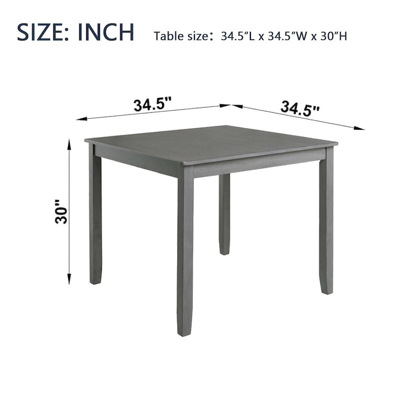 Wooden Dining Square Table, Kitchen Table for Small Space, 4 Person Dining Table