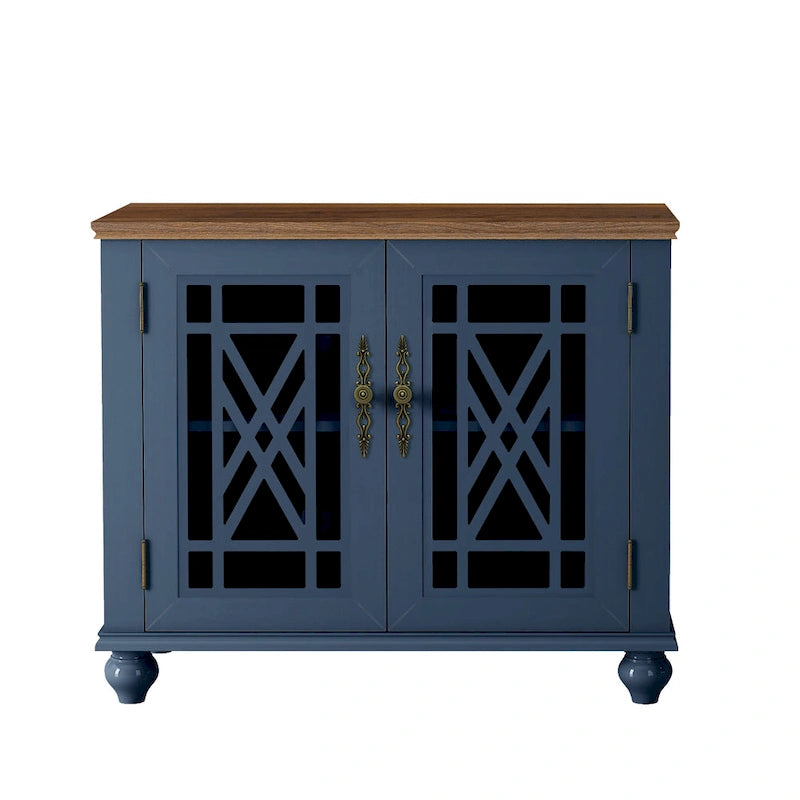 2-Piece Floral Storage Buffet Sideboard Set - 55 & 38 in Width - 55 & 38 in Width