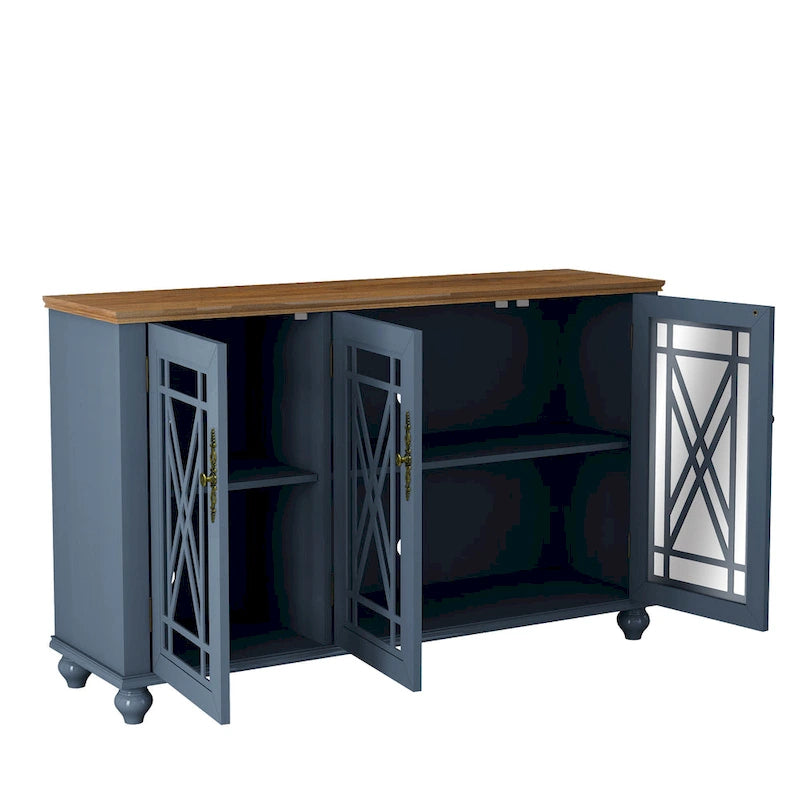 2-Piece Floral Storage Buffet Sideboard Set - 55 & 38 in Width - 55 & 38 in Width