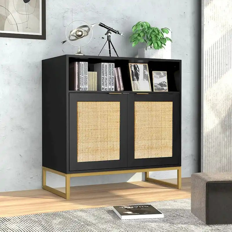 Modern 2-Door Black Buffet Sideboard Table
