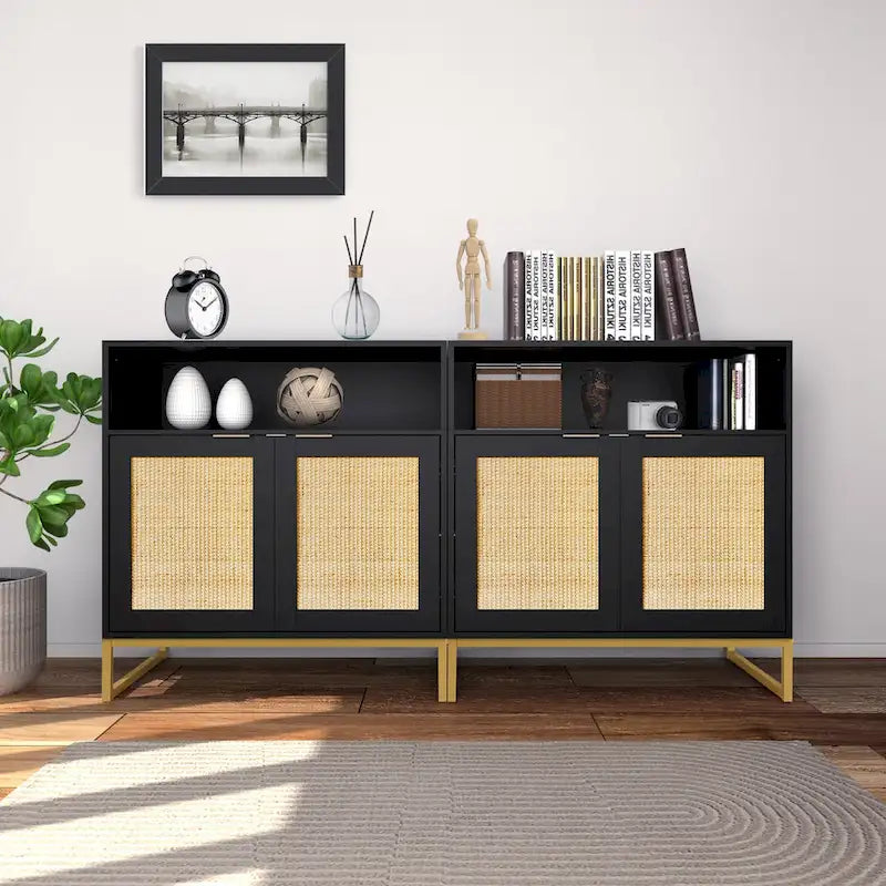 Modern 2-Door Black Buffet Sideboard Table