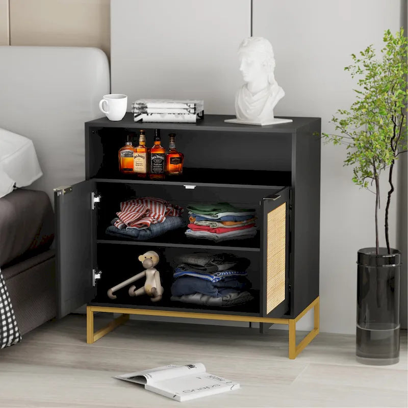 Modern 2-Door Black Buffet Sideboard Table