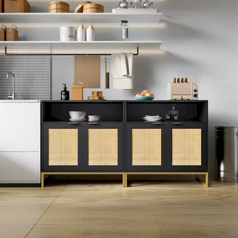 Modern 2-Door Black Buffet Sideboard Table