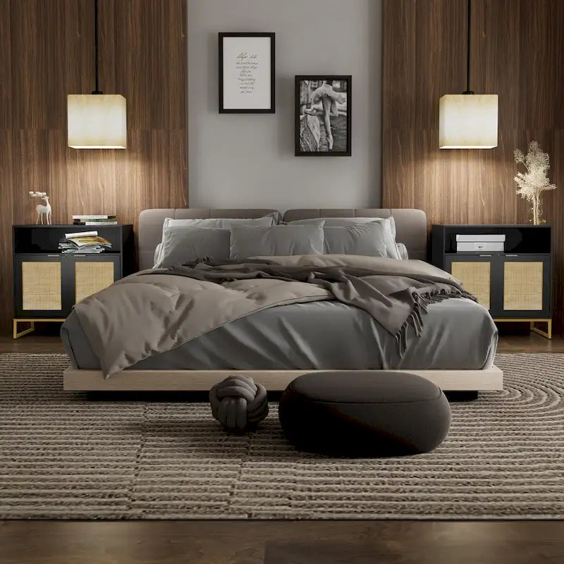 Modern 2-Door Black Buffet Sideboard Table