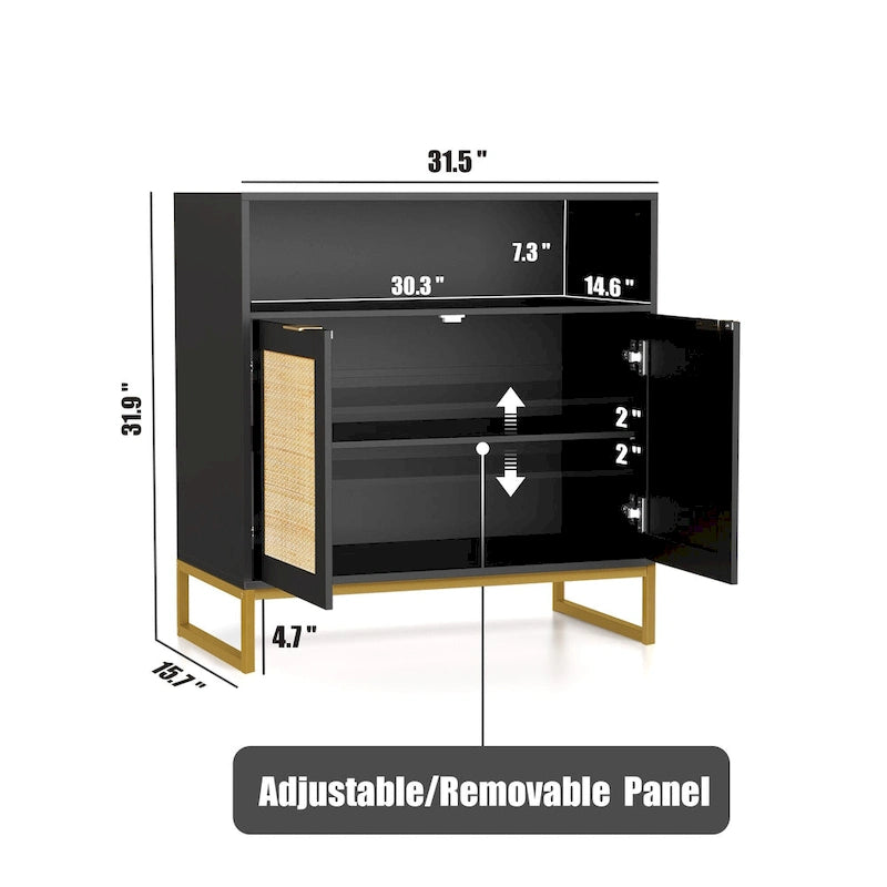 Modern 2-Door Black Buffet Sideboard Table