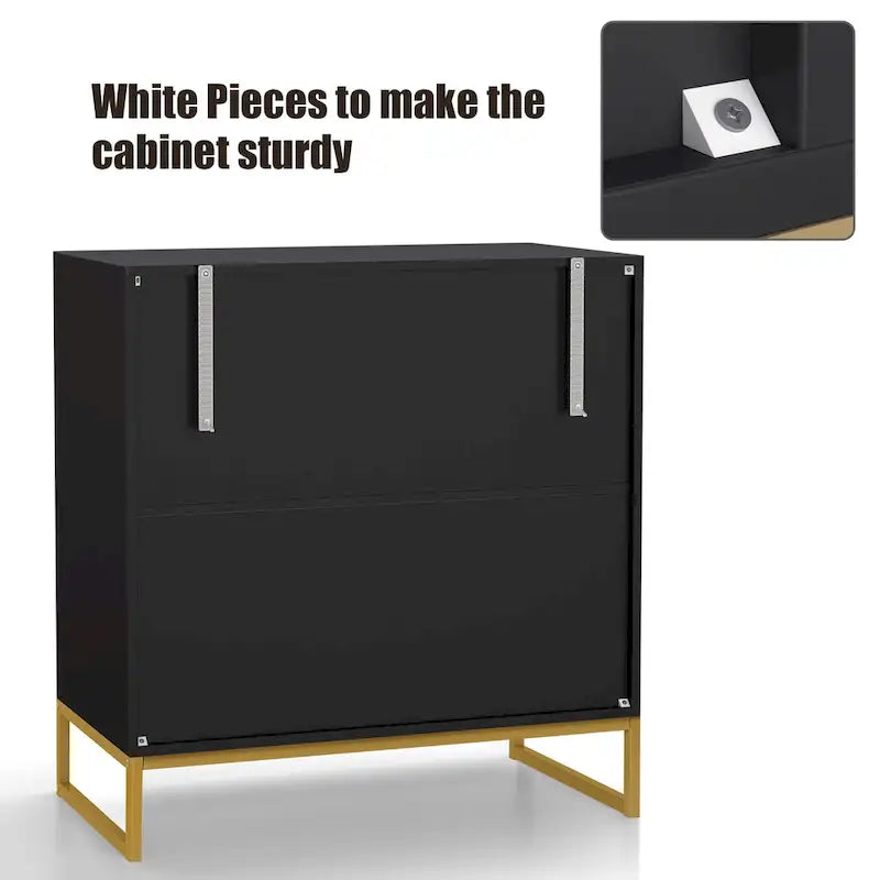Modern 2-Door Black Buffet Sideboard Table