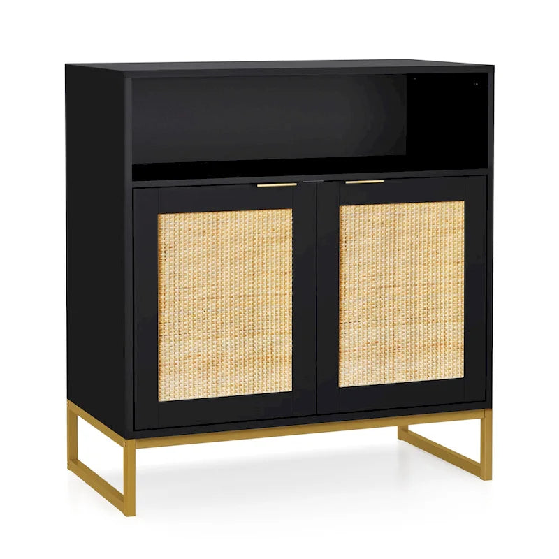 Modern 2-Door Black Buffet Sideboard Table