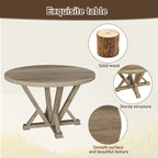 5pcs Table Set Round Dining Table Solid Wood Modern Farmhouse Rustic Look Distressed Look