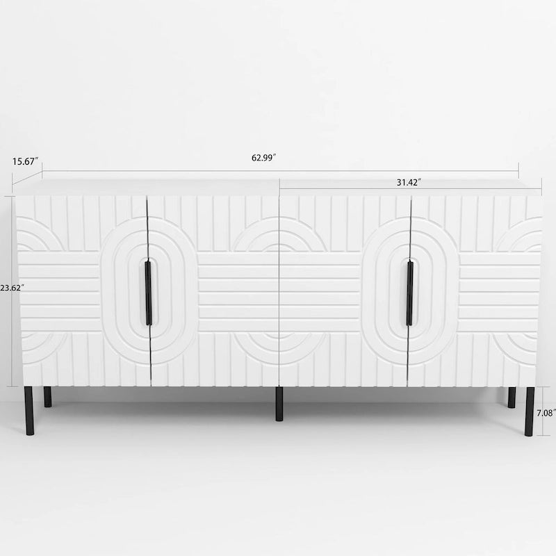 Chic Elegance 63 White European-Style Accent Buffet Sideboard Cabinet - 63 in Width