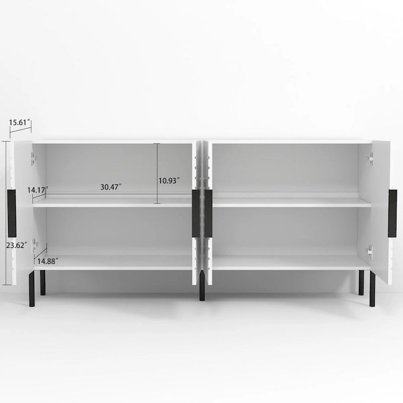Chic Elegance 63 White European-Style Accent Buffet Sideboard Cabinet - 63 in Width