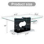 A 47.2*25.5*18 rectangular modern and fashionable table with tempered glass tabletop and black MDF legs for living room