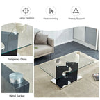 A 47.2*25.5*18 rectangular modern and fashionable table with tempered glass tabletop and black MDF legs for living room