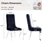 Black and Silver Dining Chairs with Soft Velvet and Metal Legs