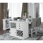 Set of 2 Fabric Counter Height Chair in Antique White and Light Gray
