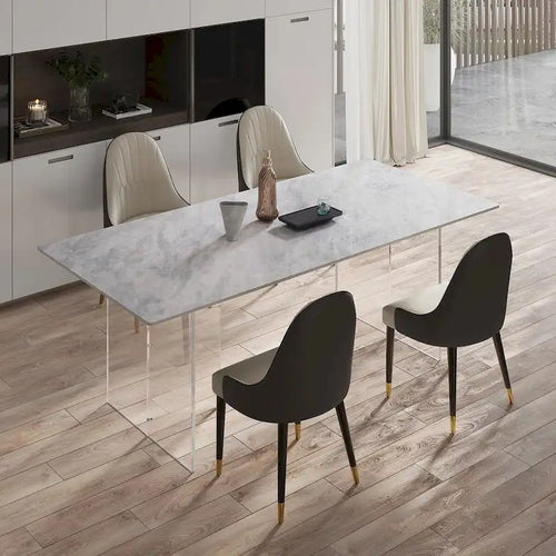 1.8 M Modern Luxurious Italian Rectangular Sintered Stone Dining Table With Acrylic Stand - 1.8M