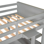 Twin Size Loft Bed with Desk and Dresser, Wooden Loft Bed with Storage Drawers and Shelves for Kids Teens Boys Girls