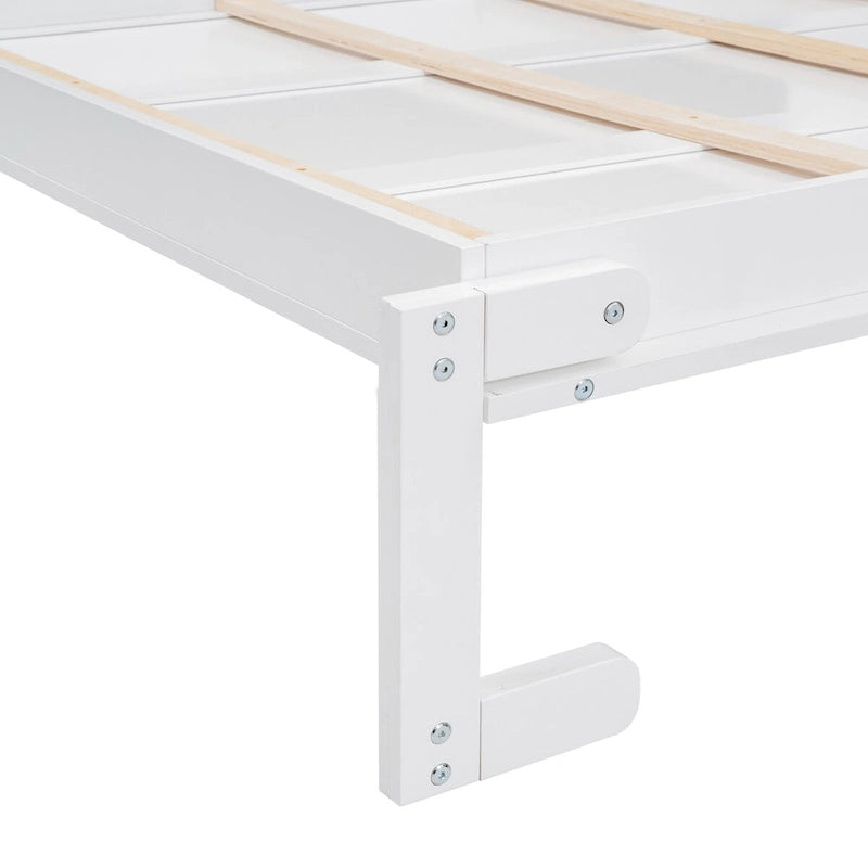 Queen Size Murphy Wall Storage Shelves,Hide Away Bed Frame Easily Folds into Wood Cabinet,W/Mattress Holder
