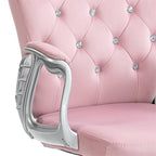 Velvet Adjustable Height Home Office Chair w/ Padded Armrests & Wheel - N/A
