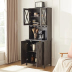 Farmhouse Bar Cabinet Dining Room Kitchen Cabinet with Wine Rack