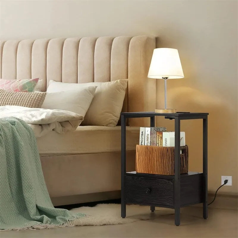 Side Table with Charging Station - 11.8D x 15.7W x 23.6H