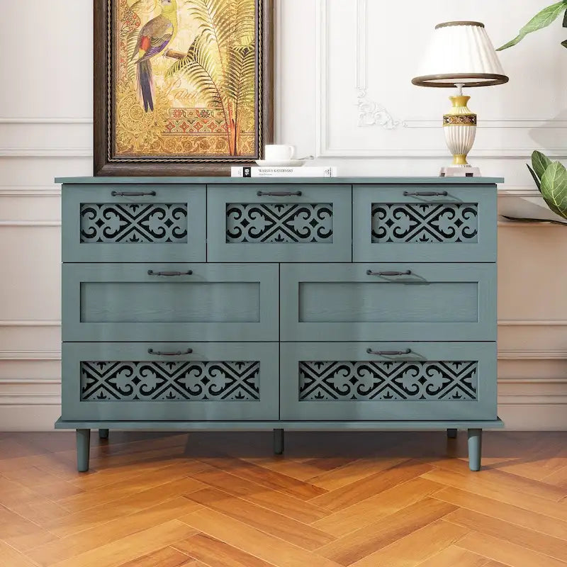 7 Drawer Cabinet,With Black Metal Handle