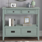 Wood Console Table Entry Sofa Table with 4 Drawers & 1 Storage Shelf for Entryway Living Room Bedroom