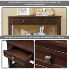Wood Console Table Entry Sofa Table with 4 Drawers & 1 Storage Shelf for Entryway Living Room Bedroom