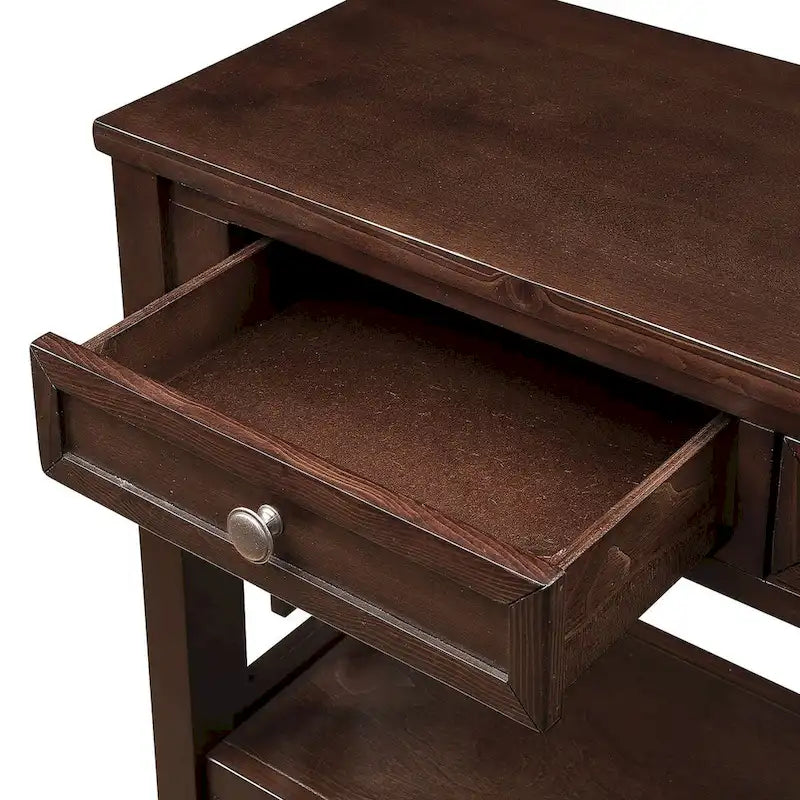 Wood Console Table Entry Sofa Table with 4 Drawers & 1 Storage Shelf for Entryway Living Room Bedroom