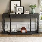 Retro Console Table with 4 Front Facing Storage Drawers and 1 Shelf