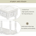Retro Console Table with 4 Front Facing Storage Drawers and 1 Shelf