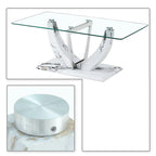 Modern Stylish Rectangular Coffee Table with Glass Top and Wooden Base