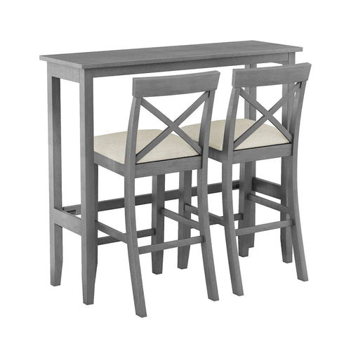 3PCS Rectangular Wood Bar Dining Set