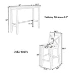 3PCS Rectangular Wood Bar Dining Set