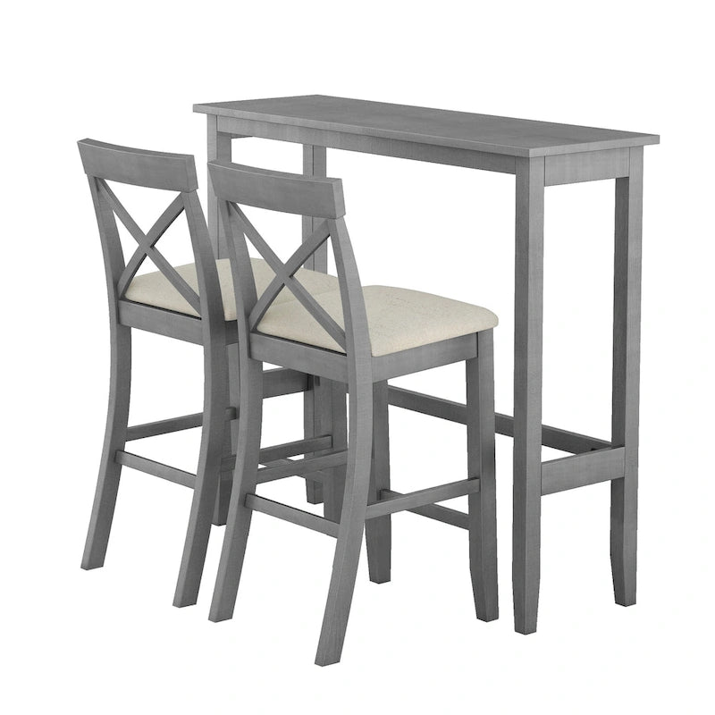 3PCS Rectangular Wood Bar Dining Set