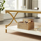 Modern 3-piece Coffee Table, Sofa Table & 1-drawer Nightstand Set of 2(Brown/Black/White)