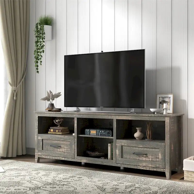 70 Inch Length TV Stand with 2 Drawers and 4 Storage Compartment