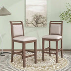 3-Piece Wood Counter Height Drop Leaf Dining Table Set with 2 Upholstered Dining Chairs