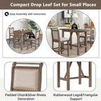 3-Piece Wood Counter Height Drop Leaf Dining Table Set with 2 Upholstered Dining Chairs