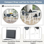 3-Piece Wood Counter Height Drop Leaf Dining Table Set with 2 Upholstered Dining Chairs