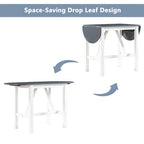 3-Piece Wood Counter Height Drop Leaf Dining Table Set with 2 Upholstered Dining Chairs