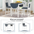 3-Piece Wood Counter Height Drop Leaf Dining Table Set with 2 Upholstered Dining Chairs