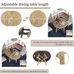 Round dining table, Farmhouse round retractable table, 16 leaf wood kitchen table