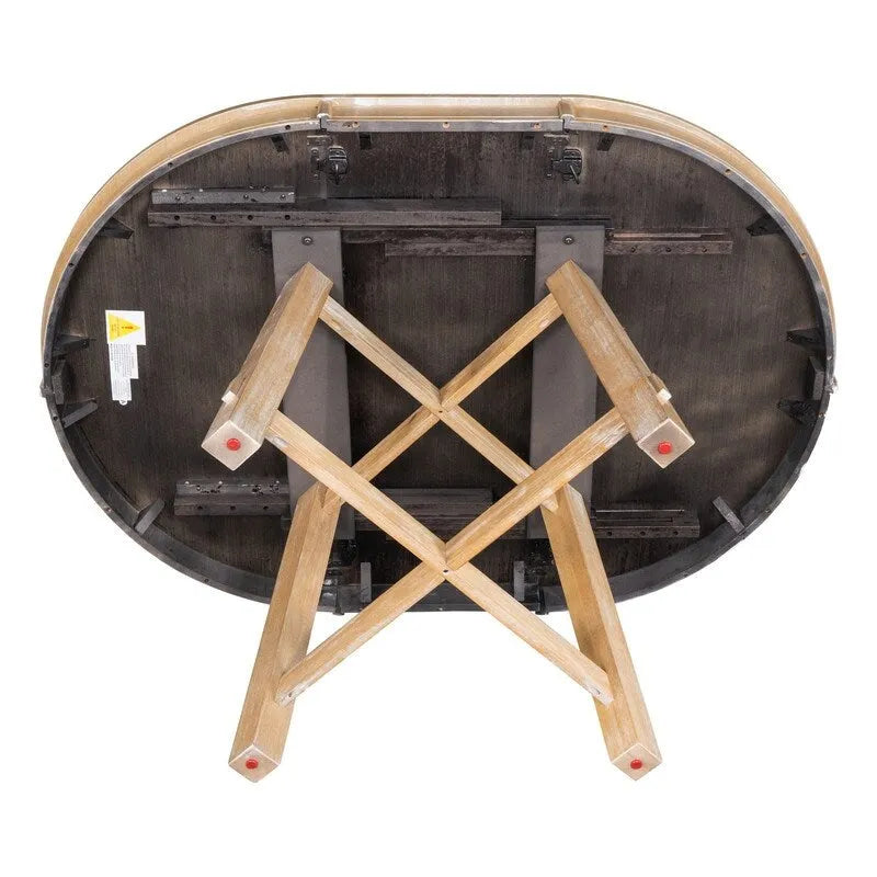 Round dining table, Farmhouse round retractable table, 16 leaf wood kitchen table