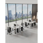rectangular dining table,white imitation marble tabletop,MDF table legs with gold metal decorative strips